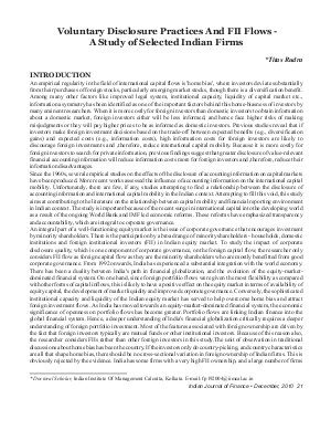 IJF-Dec10-Article3-Voluntary Disclosure Practices And FII Flows - A Study of Selected Indian Firms