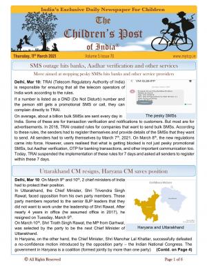 The Children's Post, 11th March 2021
