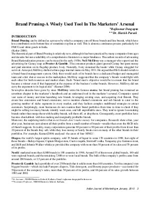 IJM-Jan10-Article1-Brand Pruning - A Wisely Used Tool In The Marketers' Arsenal