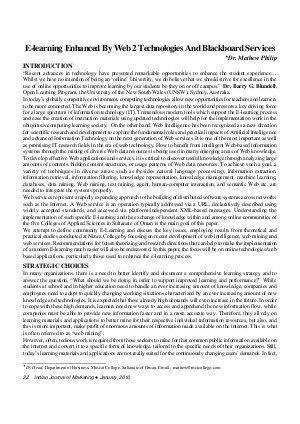 IJM-Jan10-Article3-E-Learning Enhanced By Web 2 Technologies And Blackboard Services