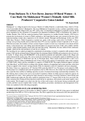 IJM-Feb10-Article3-From Darkness To A New Dawn: Journey of Rural Women - A Case Study On Mulukanoor Women's Mutually Aided Milk Producers' Cooperative Union Limited