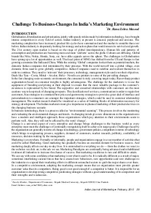 IJM-Feb10-Article5-Challenge To Business- Changes In India's Marketing Environment