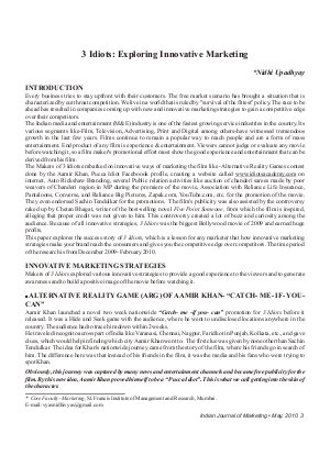 IJM-May10-Article1-3 Idiots : Exploring Innovative Marketing