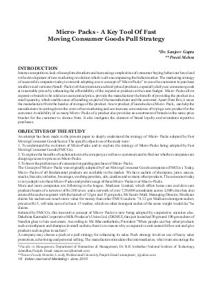 IJM-June10-Article3-Micro-Packs - A Key Tool of Fast Moving Consumer Goods Pull Strategy