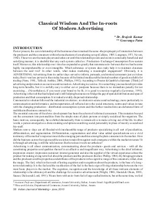 IJM-June10-Article8-Classical Wisdom And The In-roots of Modern Advertising