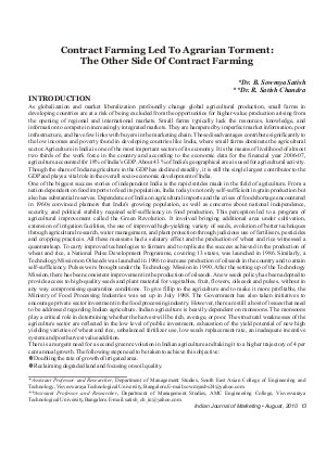 IJM-Aug10-Article3-Contract Farming Led To Agrarian Torment: The Other Side Of Contract Farming