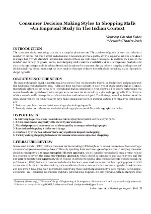 IJM-Aug10-Article4-Consumer Decision Making Styles In Shopping Malls-An Empirical Study In The Indian Context