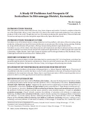 IJM-Aug10-Article6-A Study Of Problems And Prospects Of Sericulture In Shivamogga District, Karnataka