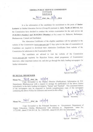 Odisha PSC Announced Written Examination Date for the Post of Junior Lecturer