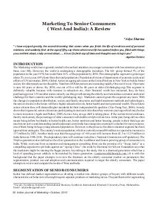 IJM-Oct10-Article6-Marketing To Senior Consumers (West And India) : A Review