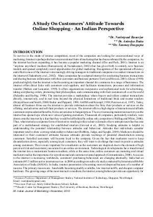 IJM-Nov10-Article6-A Study On Customers' Attitude Towards Online Shopping - An Indian Perspective