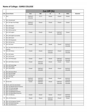 Gargi college Sixth Cut off 2014