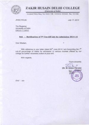 Zakir Husain Delhi college Seventh Cut-off