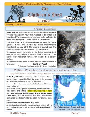 The Children's Post of India, May 27th, 2021