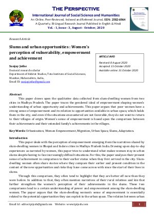 The Perspective International Journal of Social Science and Humanities