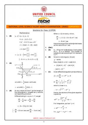 NSTSE Answer Keys