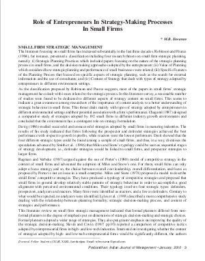 PIJM-Jan10-Article1-Role of Entrepreneurs in Strategy Making Processes in Small Firms