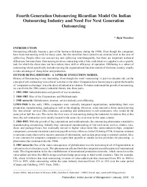 PIJM-Jan10-Article2-Fourth Generation Outsourcing Ricardian Model On Indian Outsourcing Industry and Need for Next Generation Outsourcing