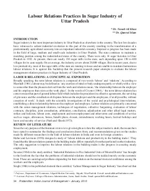 PIJM-Jan10-Article5-Labour Relations Practices In Sugar Industry of Uttar Pradesh