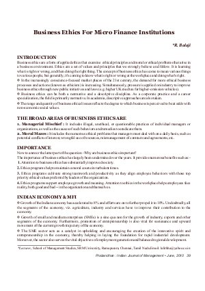 PIJM-June10-Article6-Business Ethics For Micro Finance Institutions