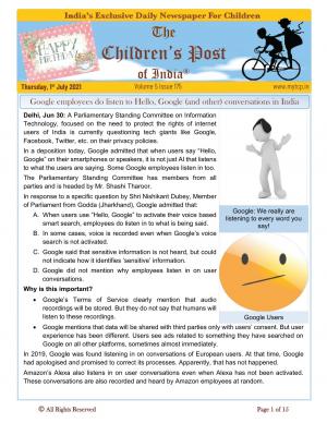 The Children's Post, 1st July 2021