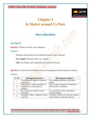CBSE Class 9 NCERT Solution Science Is Matter around Us Pure