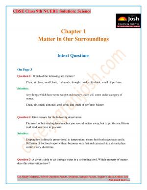 CBSE Class 9 NCERT Solution Science Matter in our Surroundings