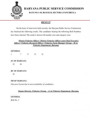 Haryana PSC Declared Final Result for Various Posts