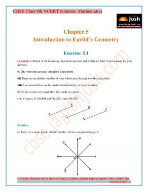 CBSE Class 9 NCERT Solution Mathematics Introduction to Euclid's Geometry