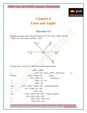 CBSE Class 9 NCERT Solution Mathematics Lines and Angles