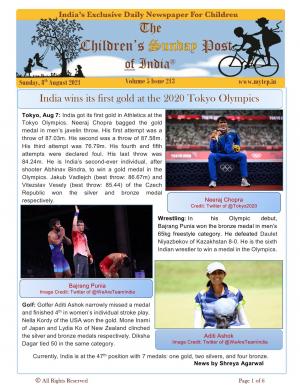 India wins its first gold at the 2020 Tokyo Olympics