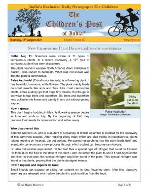 The Children's Post, 12th August 2021 - International Day of the Youth 