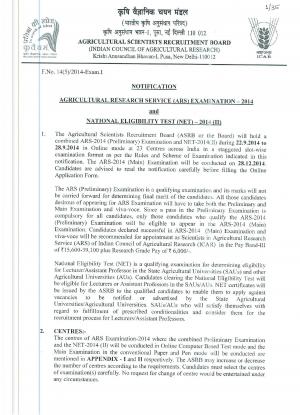 ASRB NET 2014 Notification Hindi