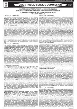 UPSC Notified Recruitment for 108 Various Posts 2014