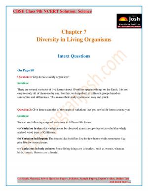 CBSE Class 9 NCERT Solution Science Diversity in Living Organisms