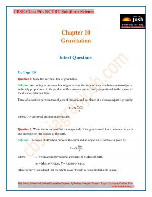 CBSE Class 9 NCERT Solution Science Gravitation