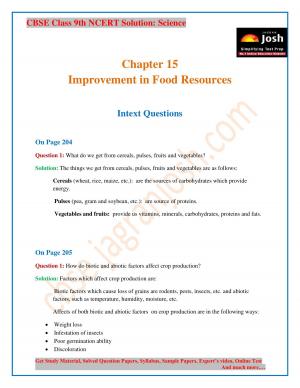 CBSE Class 9 NCERT Solution Science Improvement in Food Resources