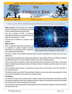 The Children's Post, 26th August 2021