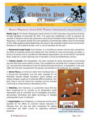 The Children's Post, 6th September 2021