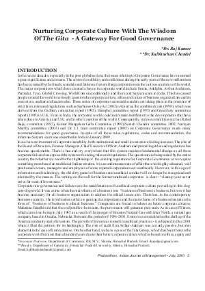 PIJM-July10-Article1-Nurturing Corporate Culture With The Wisdom of The Gita - A Gateway For Good Governance