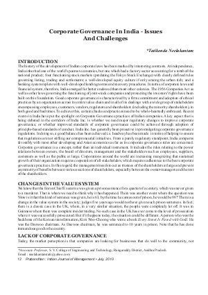 PIJM-July10-Article2-Corporate Governance In India - Issues and Challenges