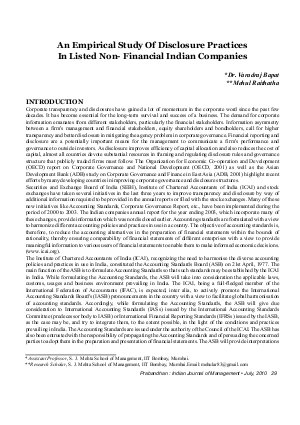 PIJM-July10-Article5-An Empirical Study of Disclosure Practices In Listed Non-Financial Indian Companies