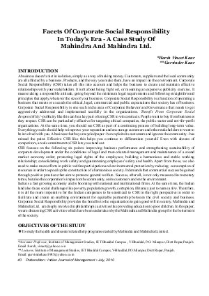 PIJM-July10-Article6-Facets of Corporate Social Responsibility In Today's Era - A Case Study Mahindra and Mahindra Ltd