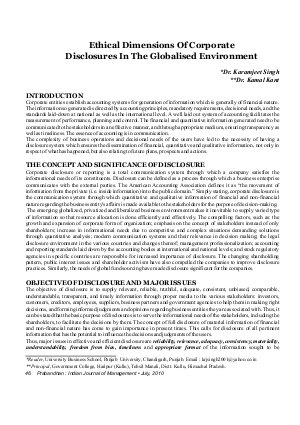 PIJM-July10-Article7-Ethical Dimensions of Corporate Disclosures In The Globalised Environment