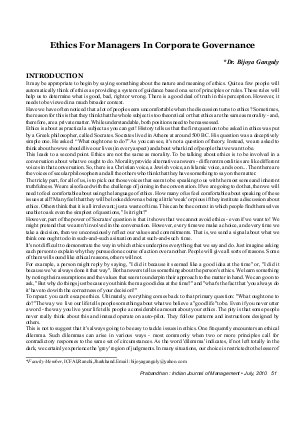 PIJM-July10-Article8-Ethics For Managers In Corporate Governance