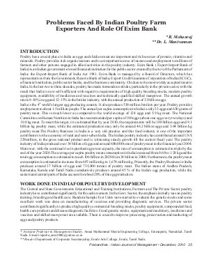 PIJM-Dec10-Article4-Problems Faced By Indian Poultry Farm Exporters And Role of Exim Bank