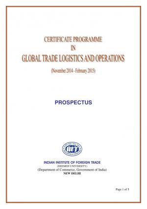 IIFT Notified Admission to Certificate Programme (Global Trade Logistics and Operations) 2014