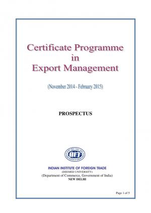 IIFT Notified Admission for Certificate Programme in Export Management 2014