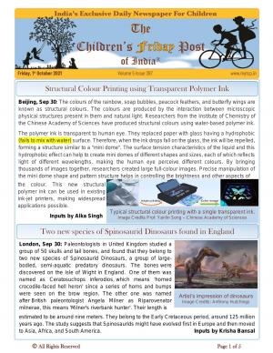 The Children's Post, 1st October - Structural Colour Printing using Transparent Polymer Ink