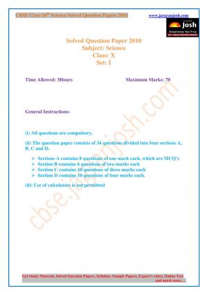 CBSE Class 10 Science Solved Question Paper 2010 Set - 1